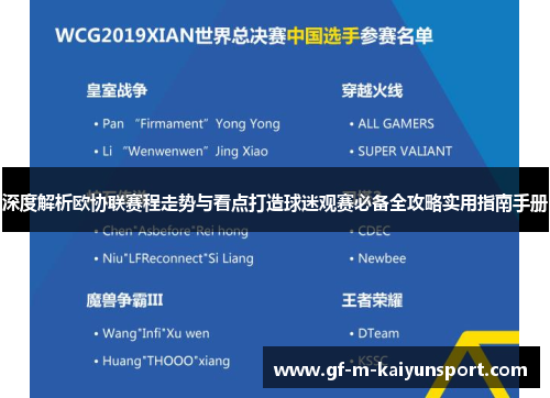 深度解析欧协联赛程走势与看点打造球迷观赛必备全攻略实用指南手册 深度解析欧协联赛程走势与看点打造球迷观赛必备全攻略实用指南手册